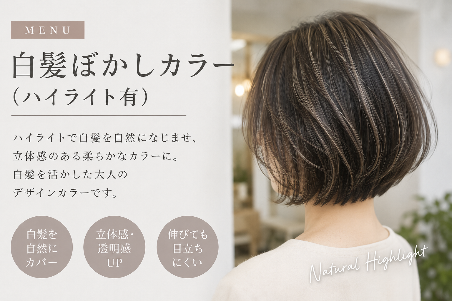 白髪ぼかしカラー（ハイライト有）