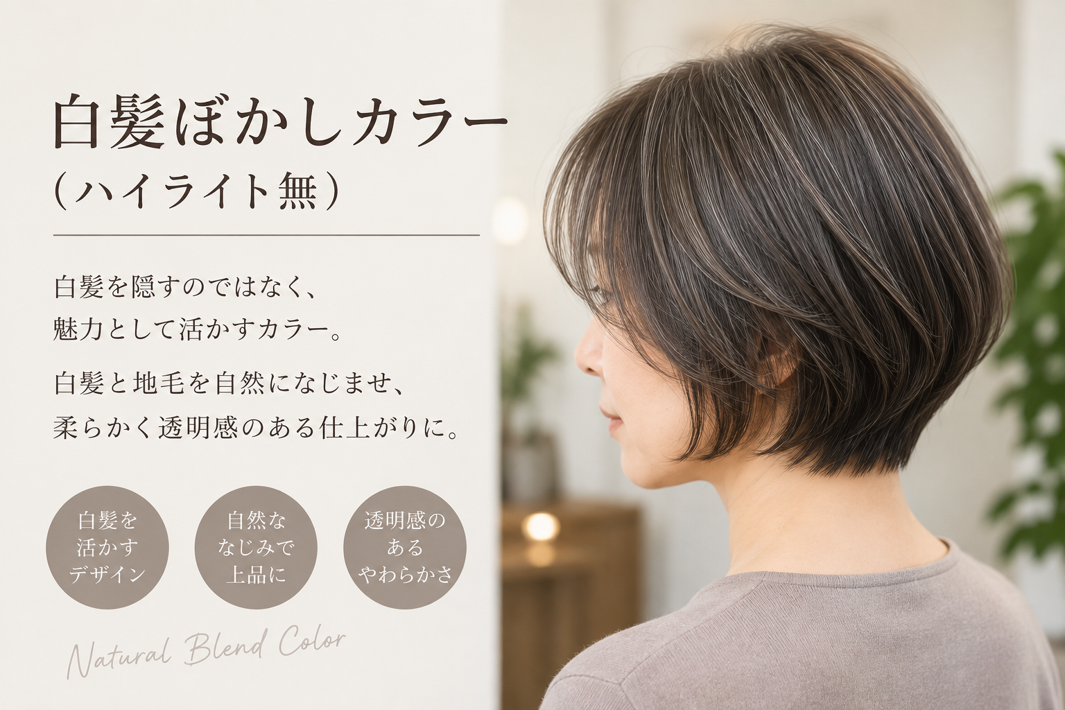 白髪ぼかしカラー（ハイライト無）